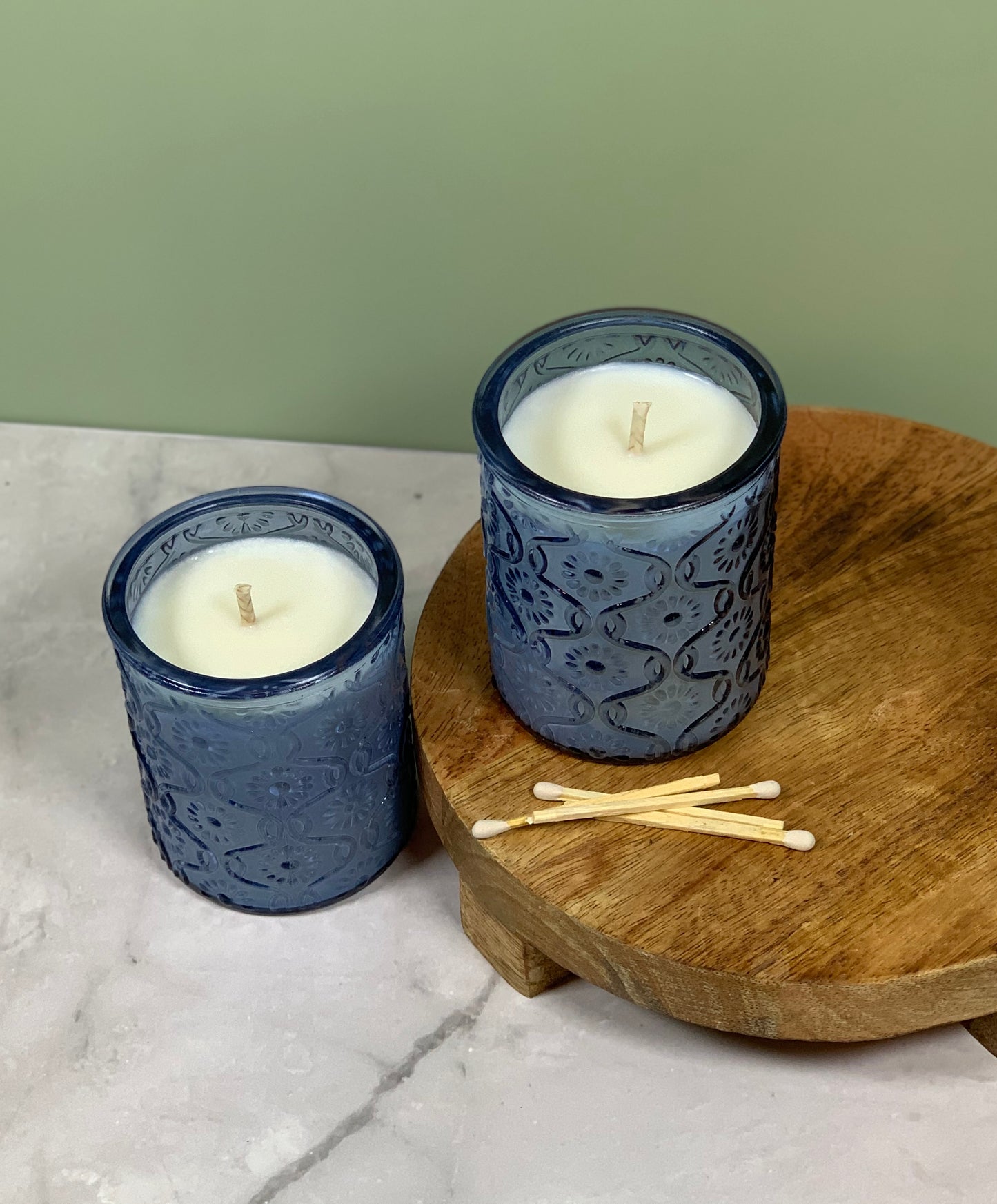 Vintage Style Blue Candle