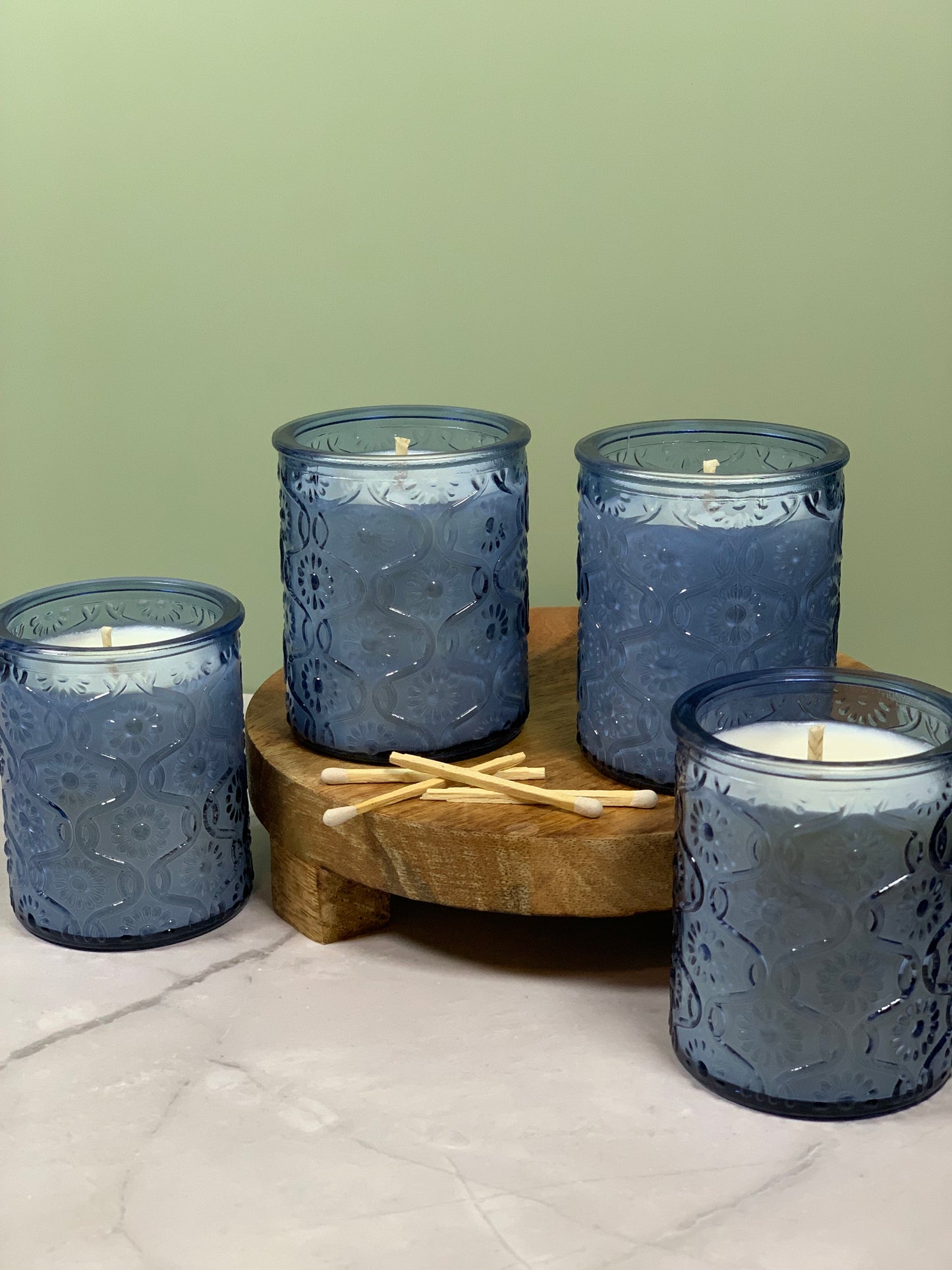 Vintage Style Blue Candle